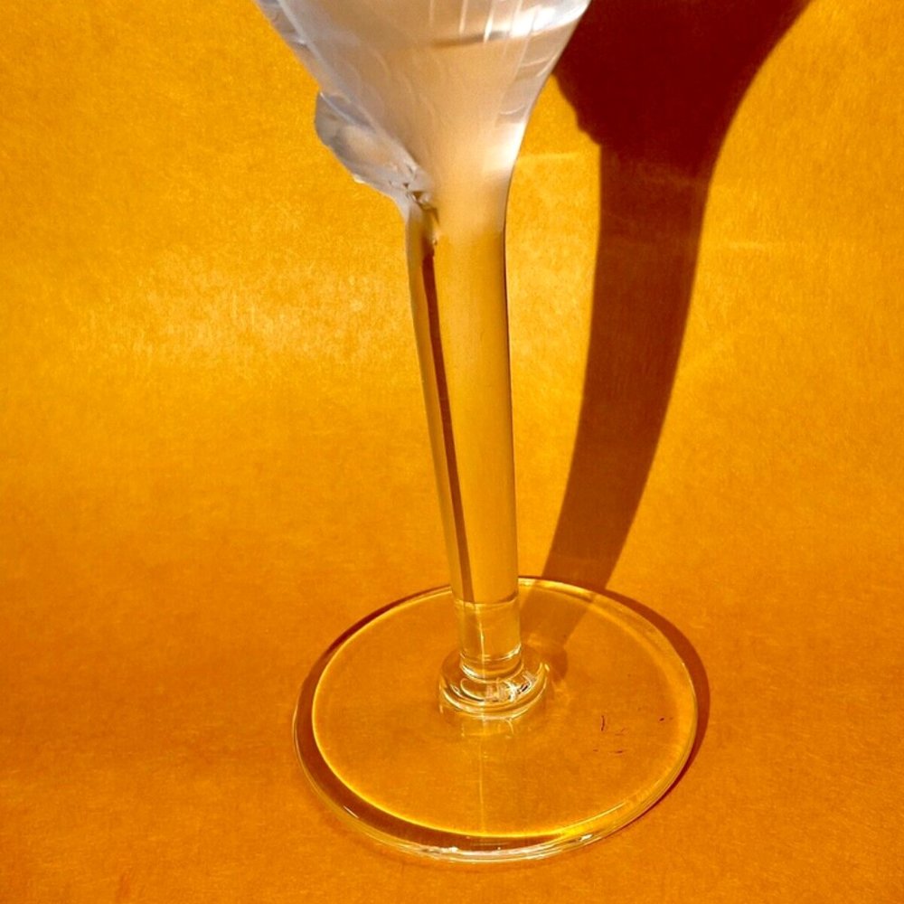 LALIQUE Smiling Angel Signed Blown Crystal Champagne Stem Flute Reims Cathedral - Picture 5 of 11